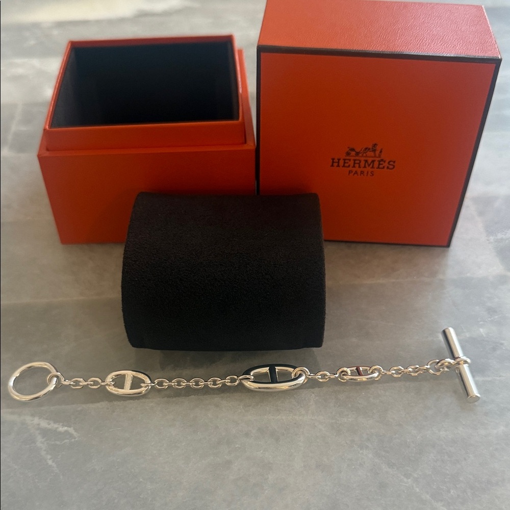 Hermes Silver and Black Bracelet